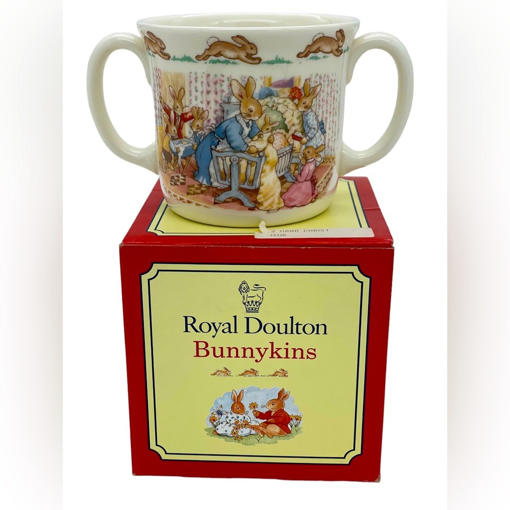 Royal doulton Bunny Kin‎ Christening Two handle cup New in Box
